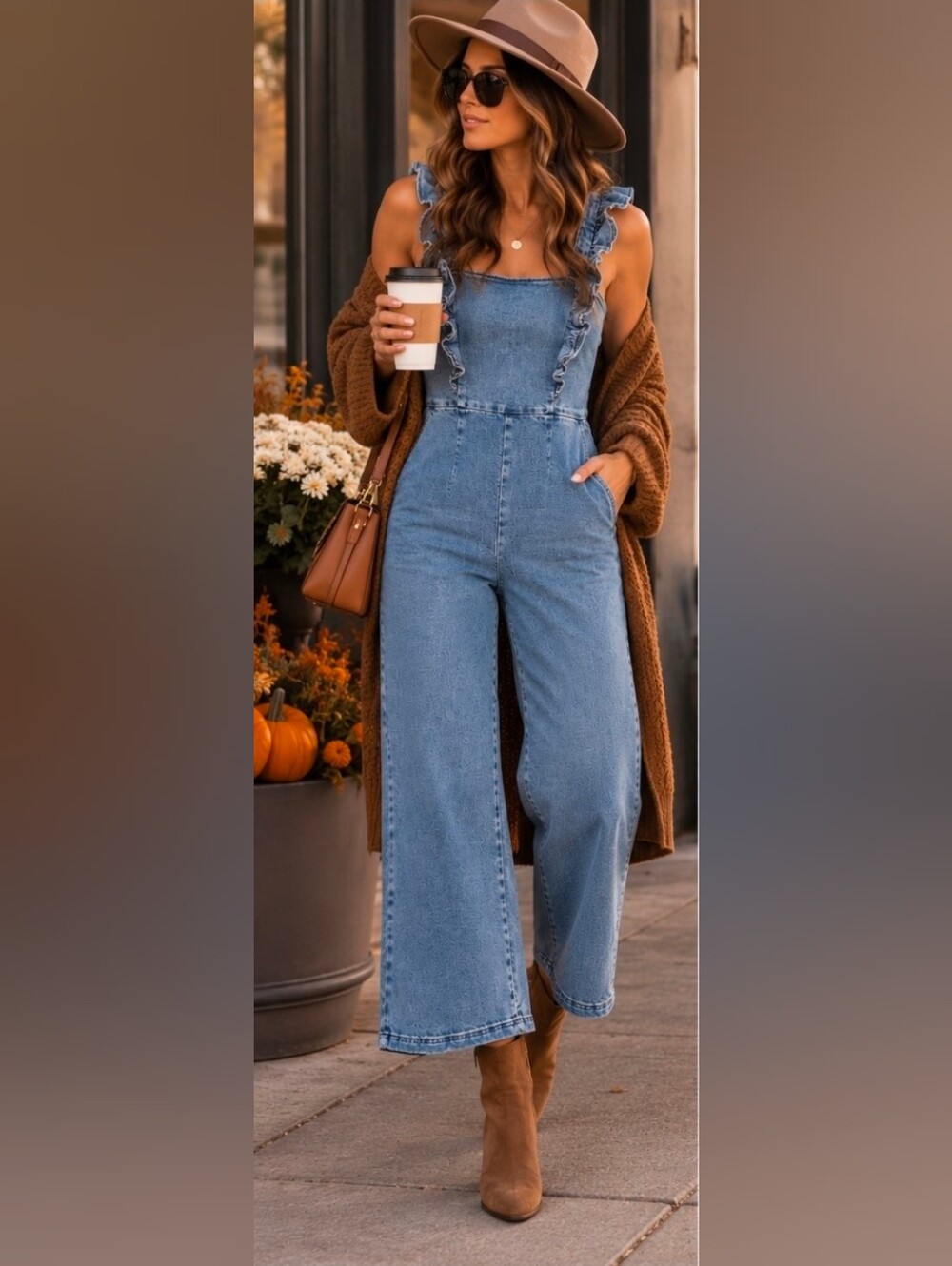 Urban Outfitters BDG Denim Jumpsuit XS Ruffle Strap Wide Leg Y2K Romper